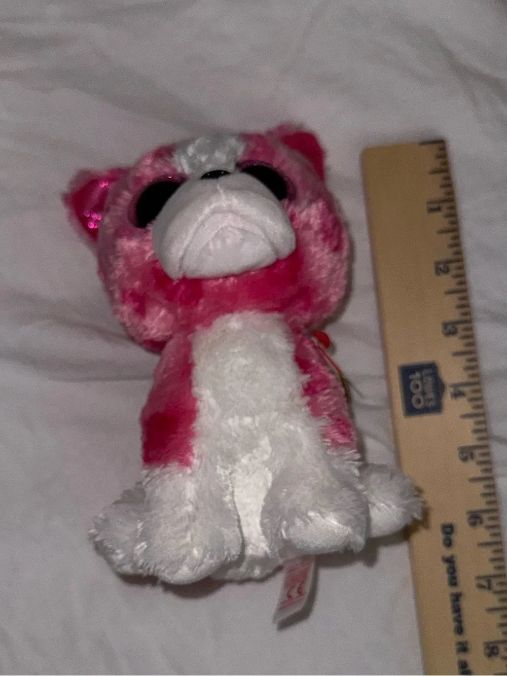 Ty Pink & White Plush Puppy with Sparkly Eyes
